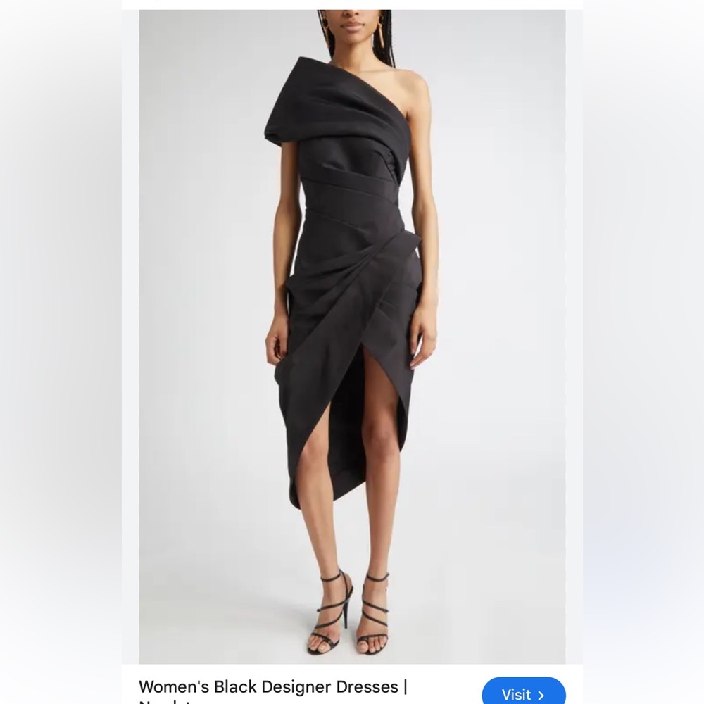 Oscar de la Renta
Draped Asymmetric Silk Faille Dress 
New with tag